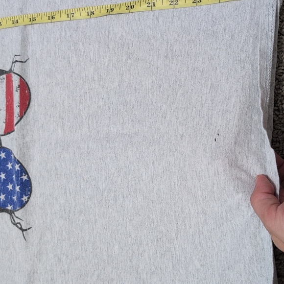 4/$12 American Flag Mama Messy Bun Graphic T-Shirt Large Gray Red White Blue - Picture 9 of 9